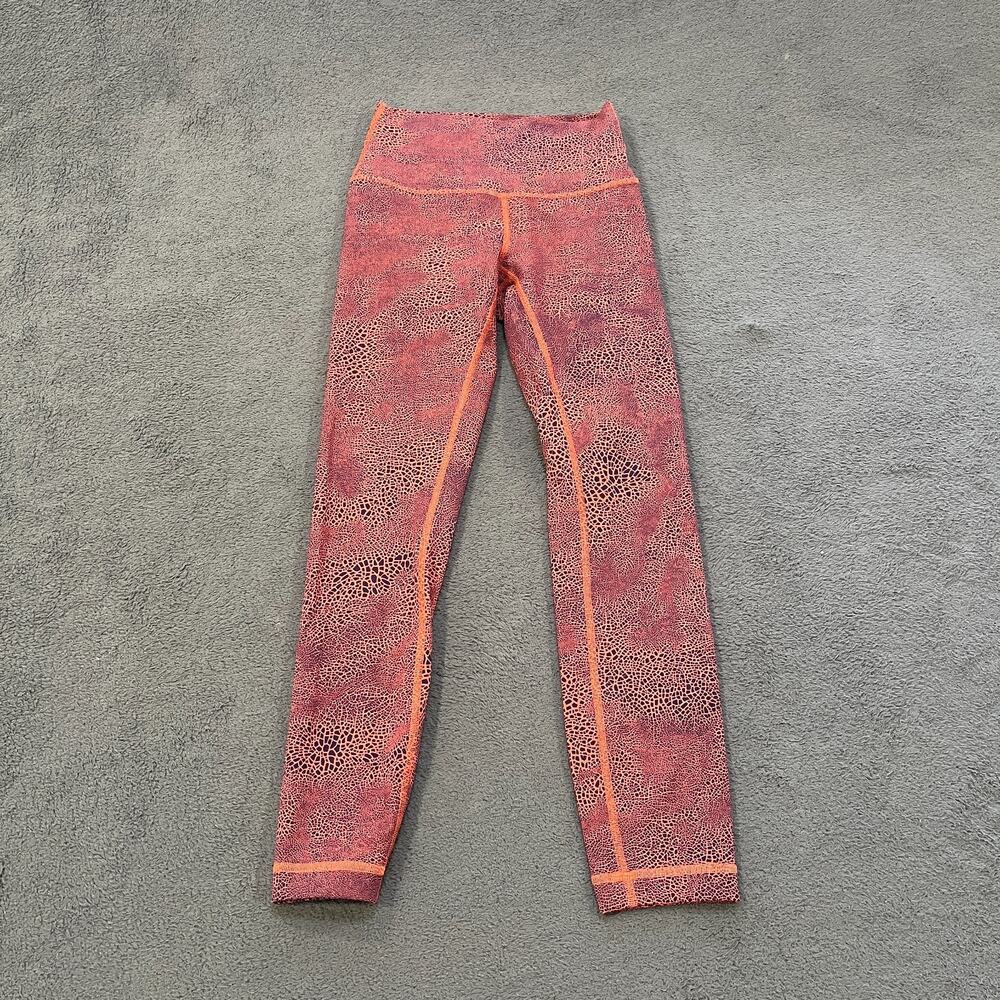 Lululemon Wunder Train Orange Purple High Rise Workout Leggings Women's Size 4
